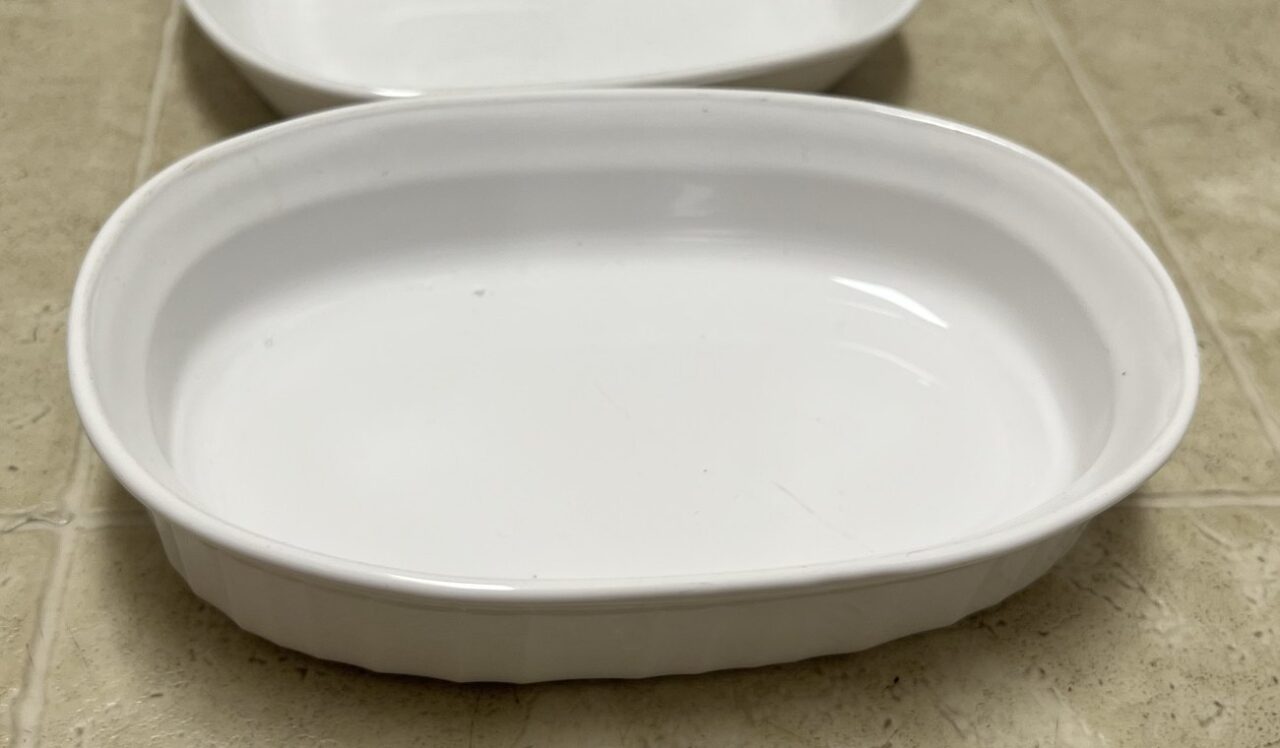Large white oval baking dish