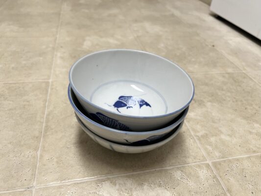Blue fish bowls (2)