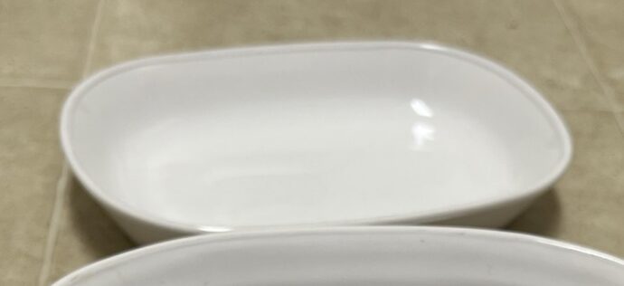 Small white oval baking dish