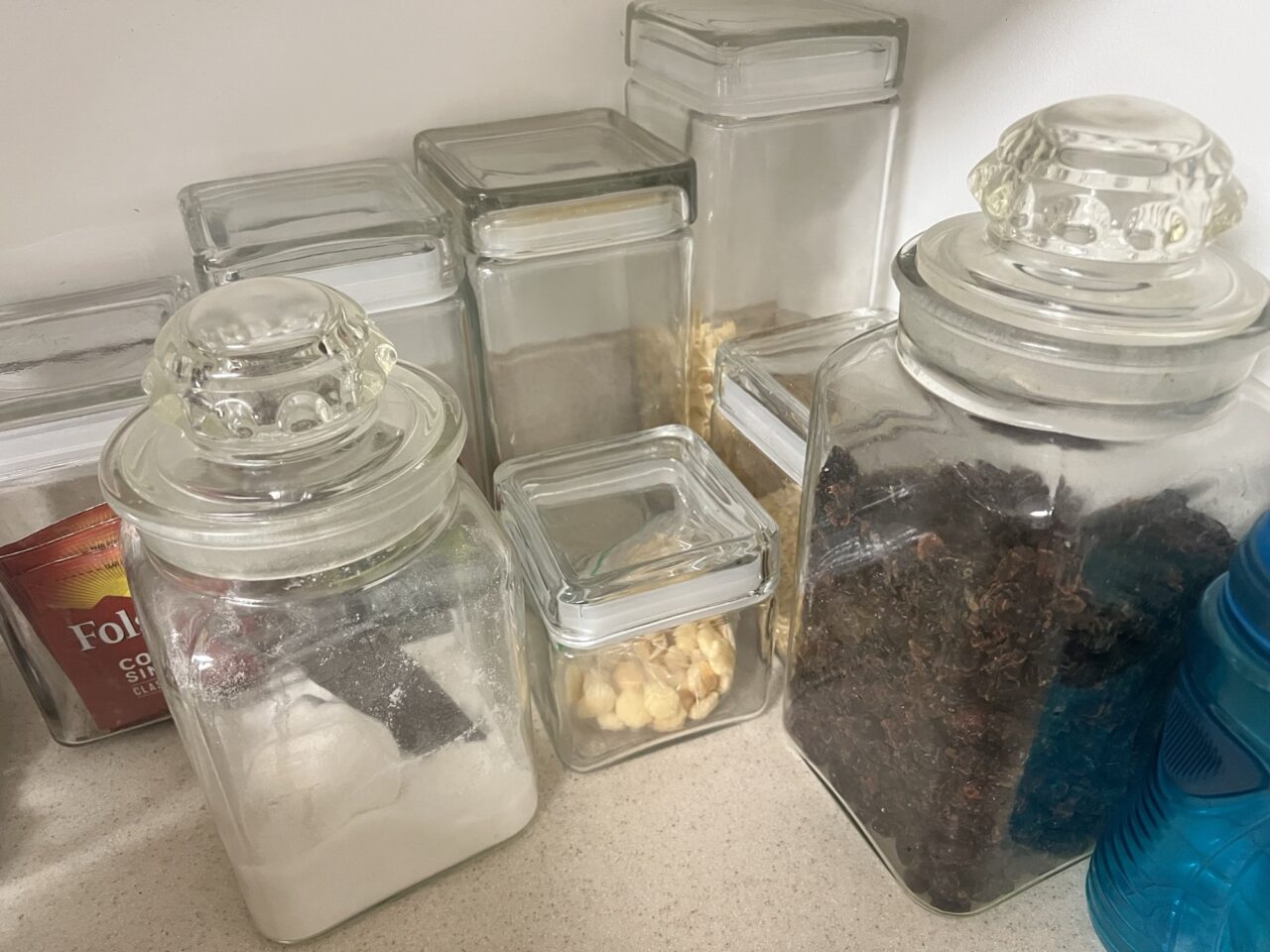 Glass storage jars