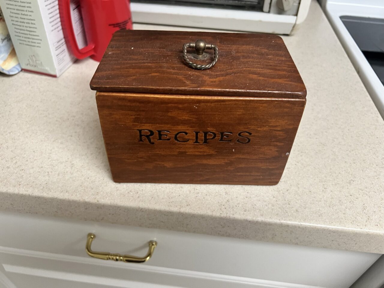 Wooden recipe box - family recipes