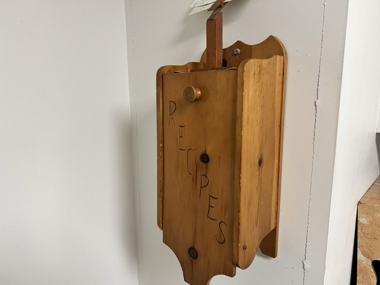 Wooden wall-hanging recipe holder - family recipes