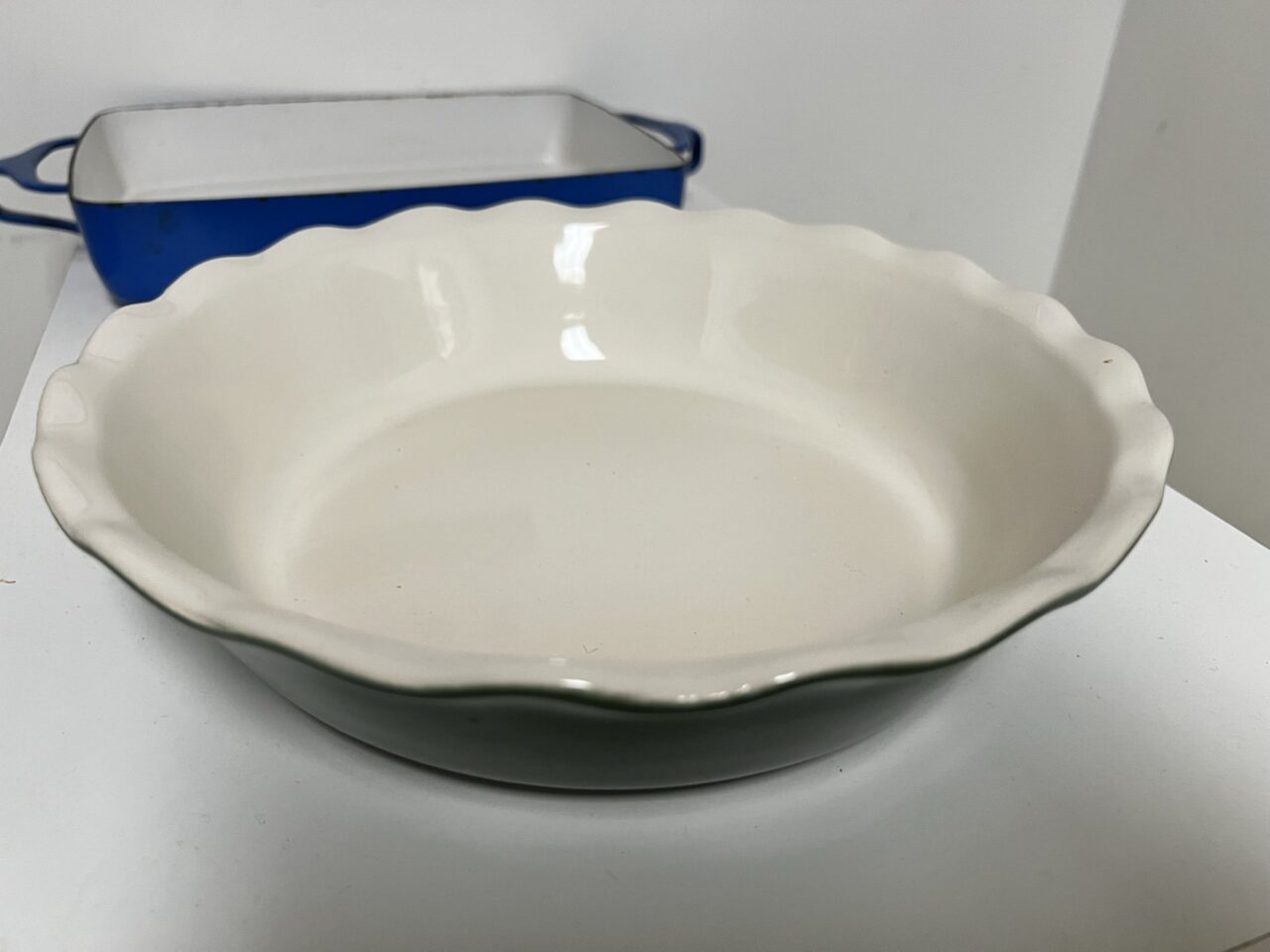 White fluted pie dish