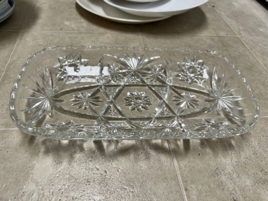 Cut-glass relish dish