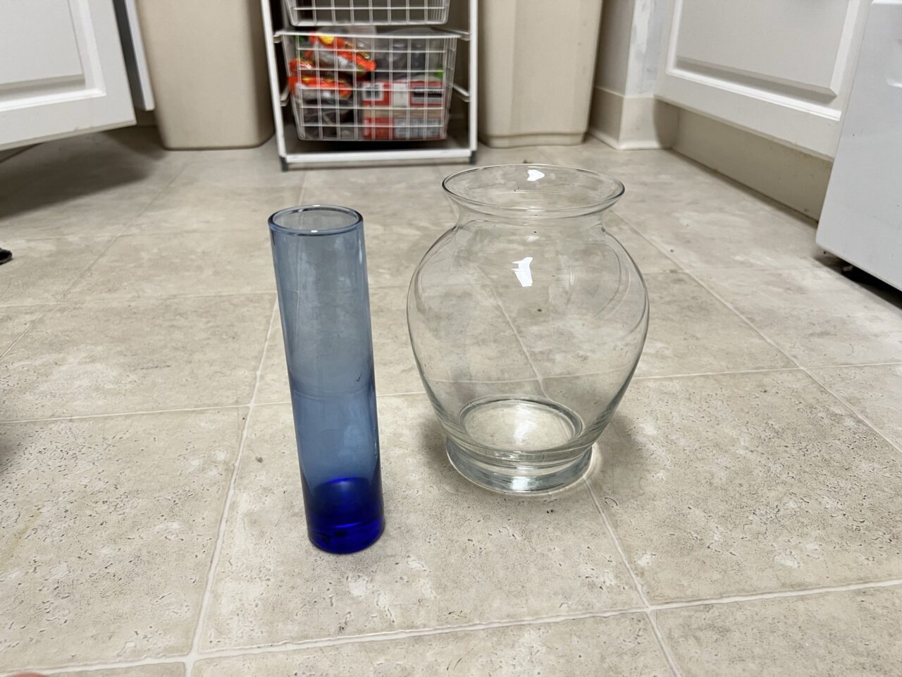 Two glass vases