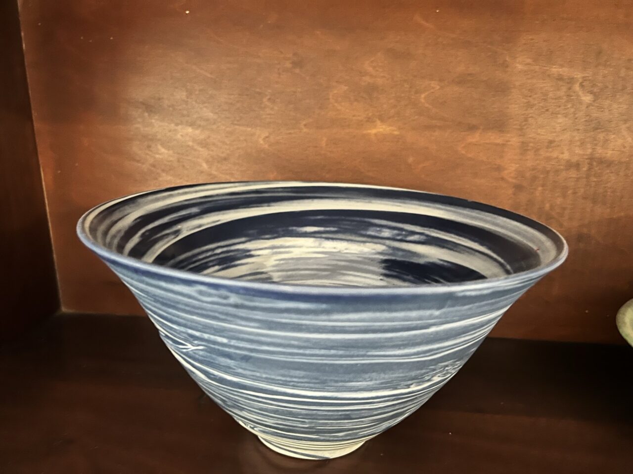 Blue swirl pottery bowl