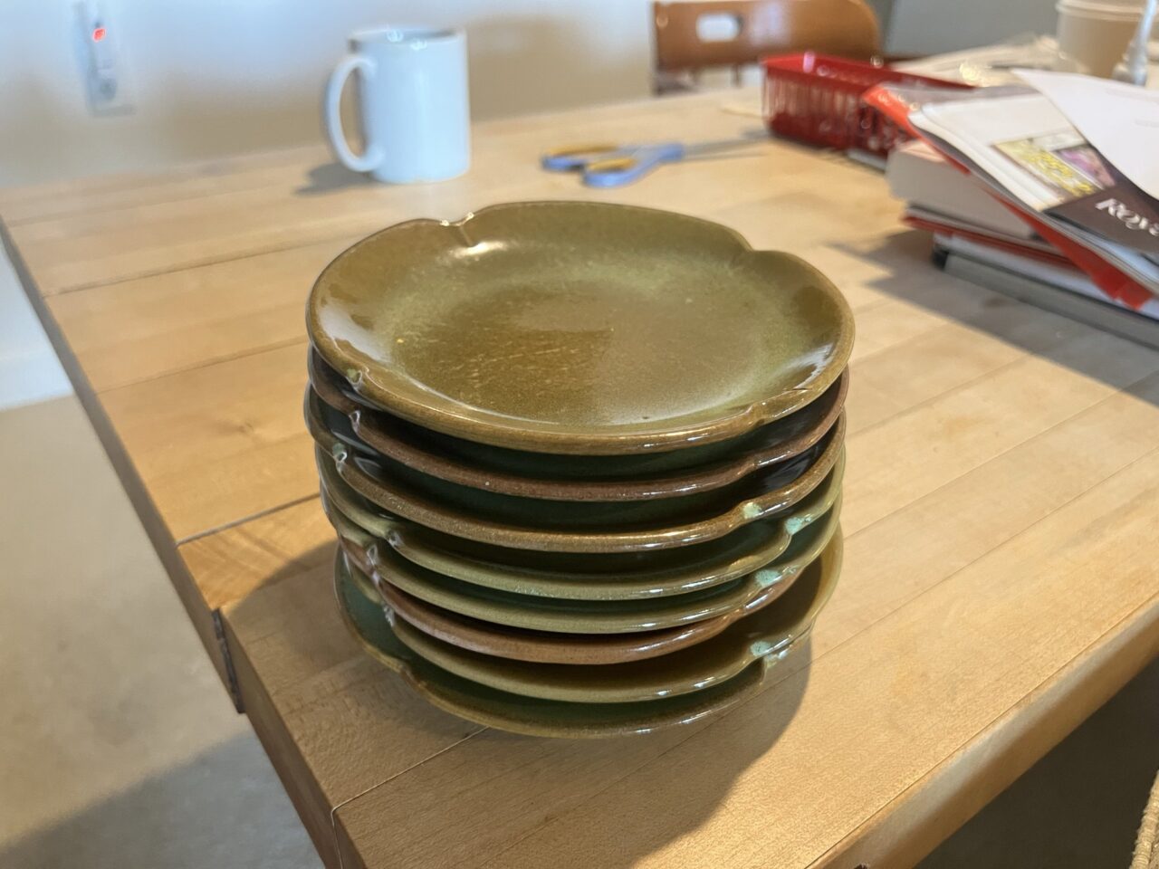 Green pottery plates