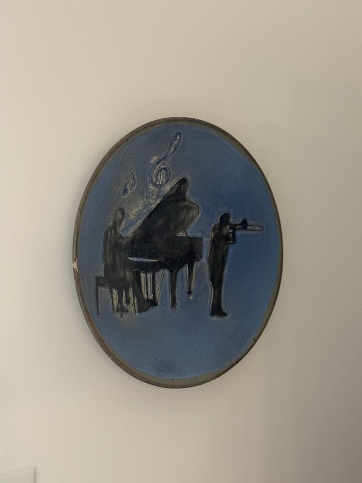 Blue ceramic jazz plaque