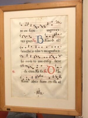 Framed antique music manuscript page (1)