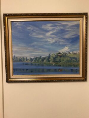 Framed landscape painting