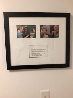 Framed photos with letter