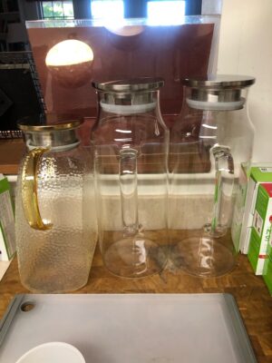 Three glass pitchers